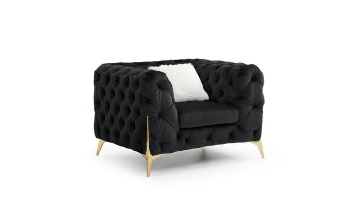 Luxury Velvet Chesterfield Sofa Set – Elegant Living Room Furniture with Gold Accents