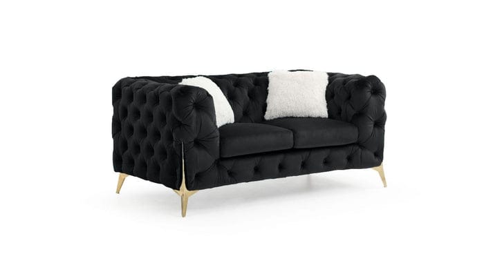 Luxury Velvet Chesterfield Sofa Set – Elegant Living Room Furniture with Gold Accents