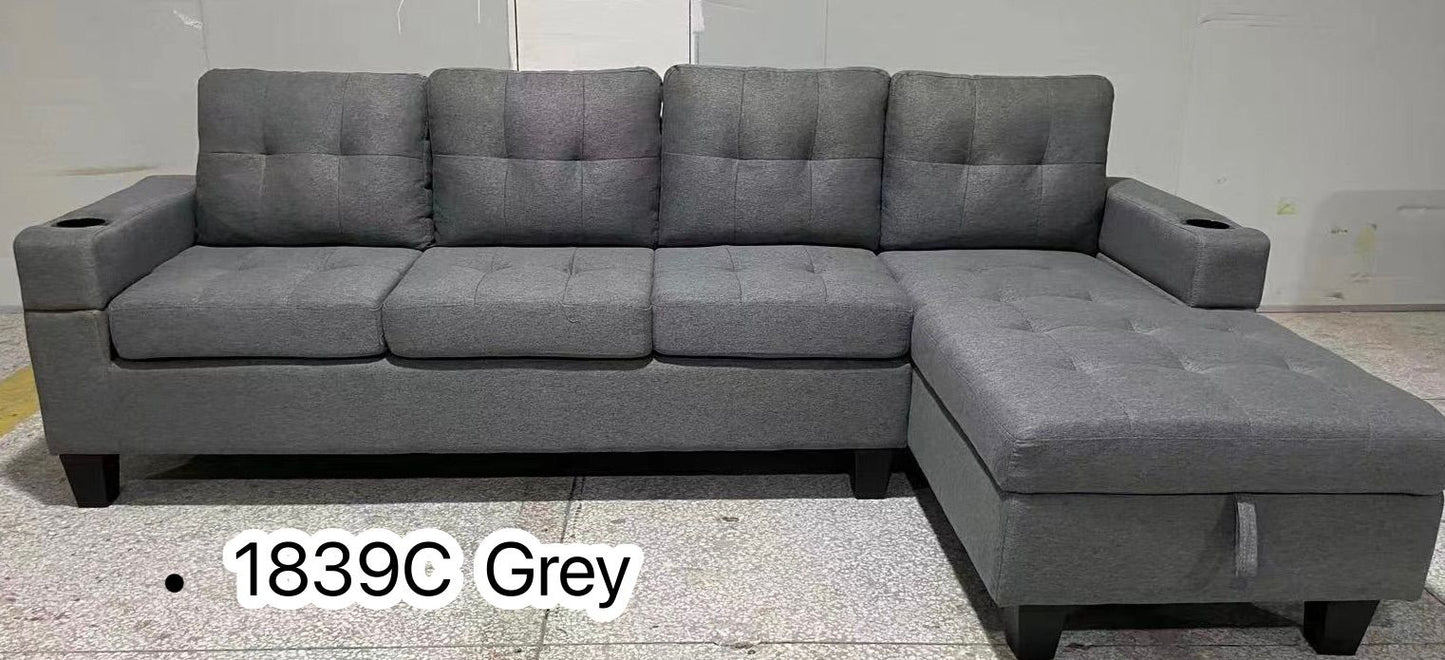 1839C Modern Convertible Sectional Sofa with Built-in Storage – Perfect for Comfort and Functionality