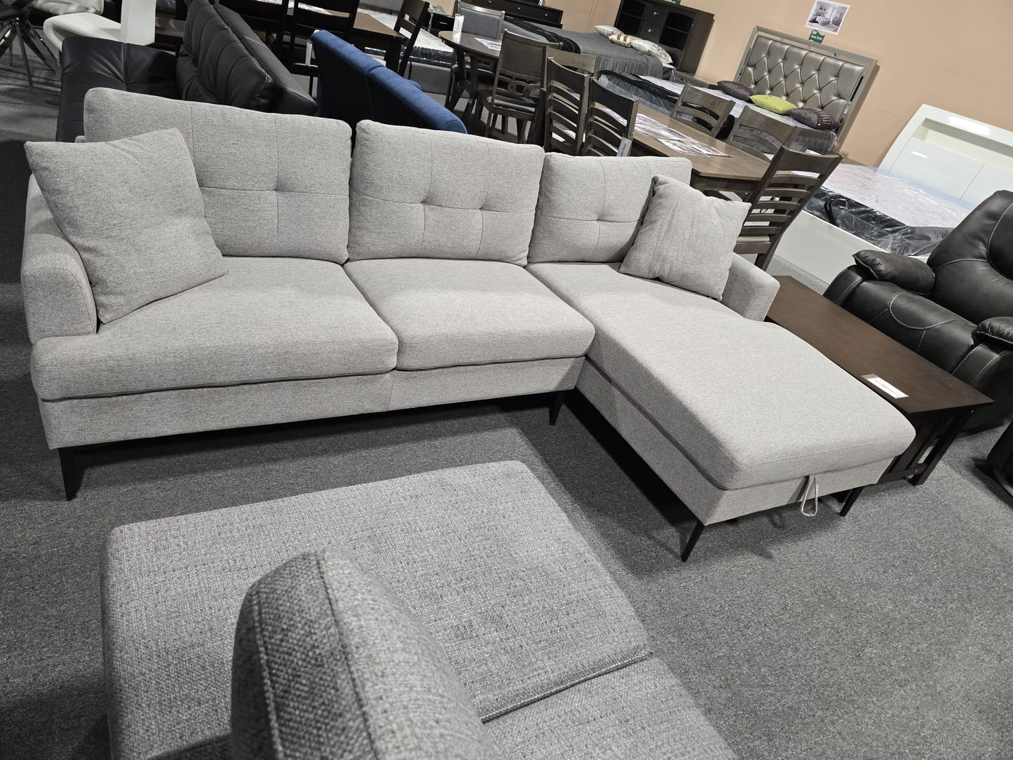 IF 9060 Sectional Sofa with Storage – Soft Grey Fabric