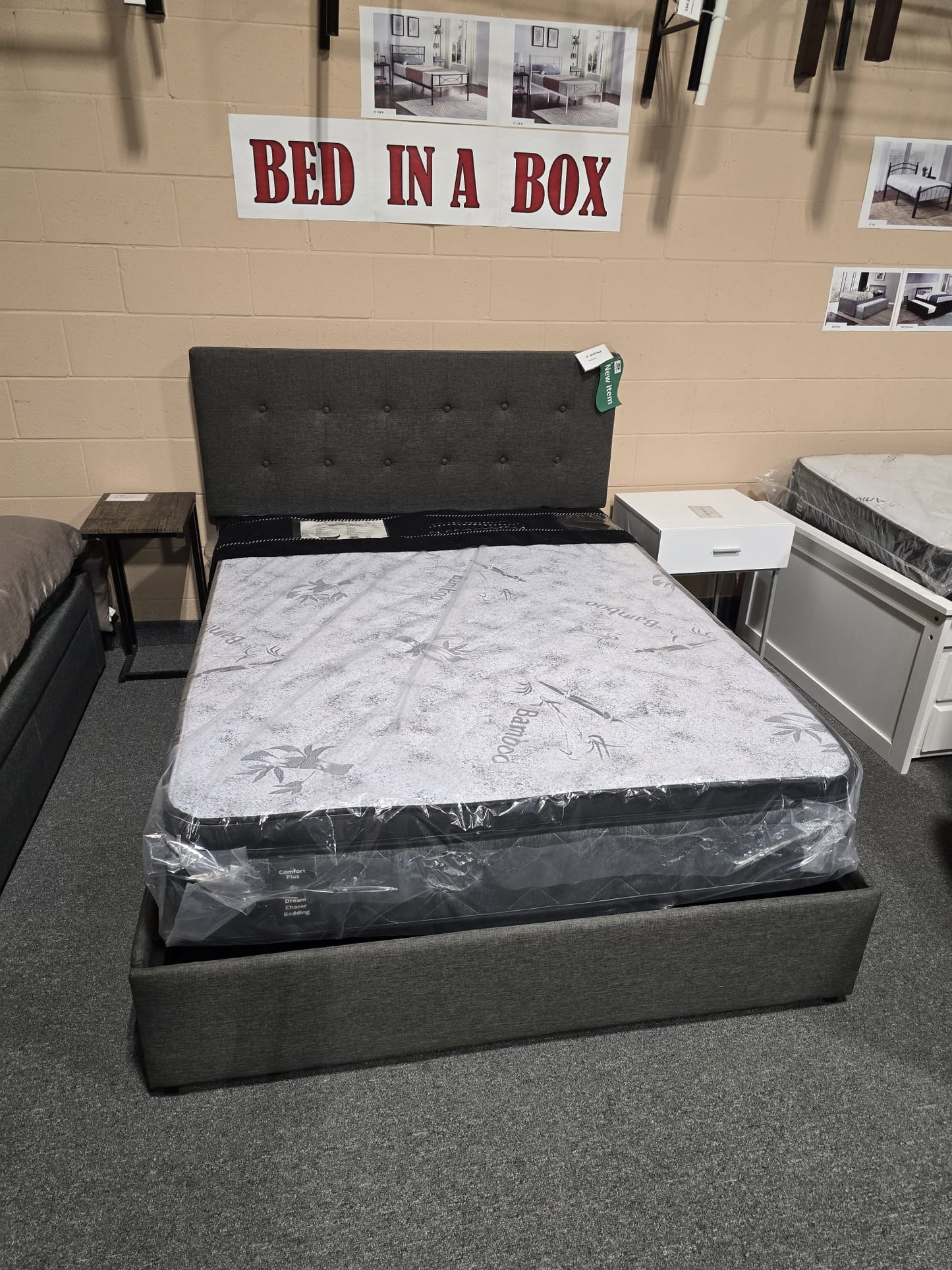 Hydraulic Lift Storage Bed with Grey Upholstery – Available in Single, Double, Queen, and King Sizes