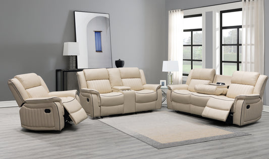 Elegant Omega Ivory Recliner Sofa with Plush Comfort