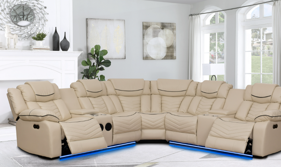 Luxurious Rick Beige Air Leather Recliner Sofa Set – Comfort and Elegance Redefined