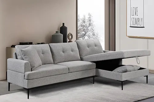 IF 9060 Sectional Sofa with Storage – Soft Grey Fabric